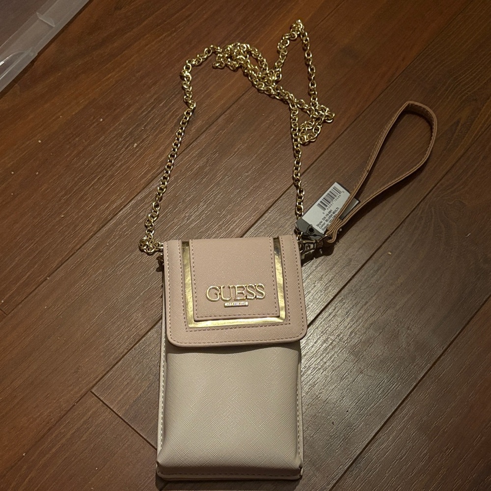 GUESS light pink Crossbody Bag with Gold Chain